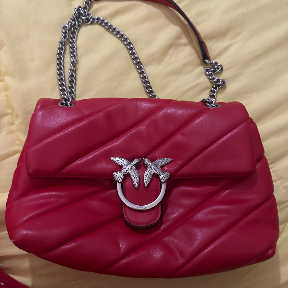 Sold ❌ Pinko Red Quilted Leather Shoulder Bag